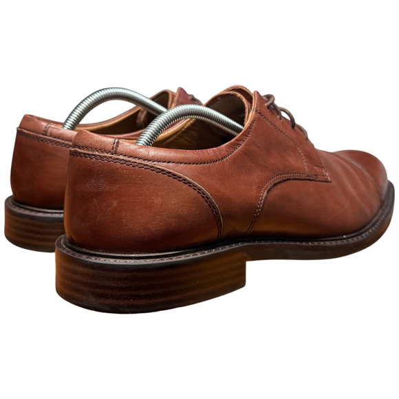 JOHNSTON & MURPHY Tabor Men's 12M Cap Toe Brown Calfskin Leather Dress Shoes - Picture 5 of 13